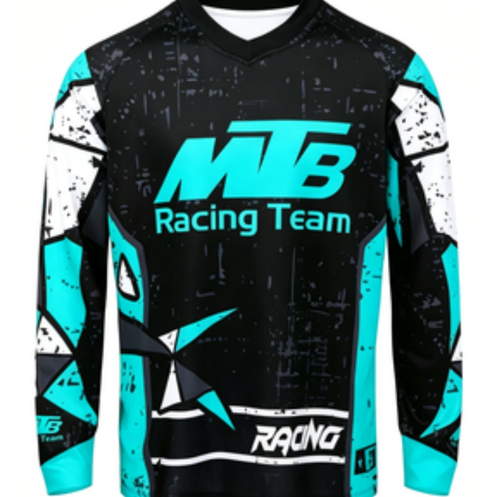 Mountain Biking Long Sleeve Shirt - チームロングスリーブスポーツシャツ 通気性速乾素材 マウンテンバイク＆カジュアルウェア向け トレンディなプリントデザイン