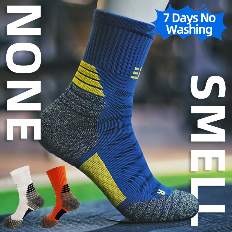Mountain Biking Socks - 男性用抗菌スポーツソックス,デオドラント,ナノ銅,バスケットボール,登山,夏,コンプレッション,マウンテンバイク,サイクリング,自転車,ランニング