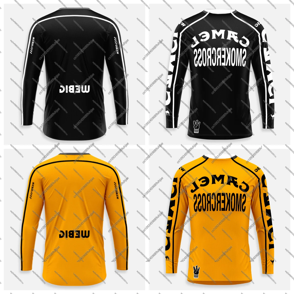 Mountain Biking Long Sleeve Shirt - キャメルスモーカークロス-長袖サイクリングウェア,マウンテンバイクウェア,オフロード,スピードコントロール,オートバイTシャツ,スポーツウェア
