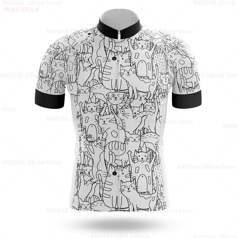 サイクリングジャージ男性漫画猫バイクトップ MTB 自転車シ - Mountain Biking Cartoon のレビューと価格