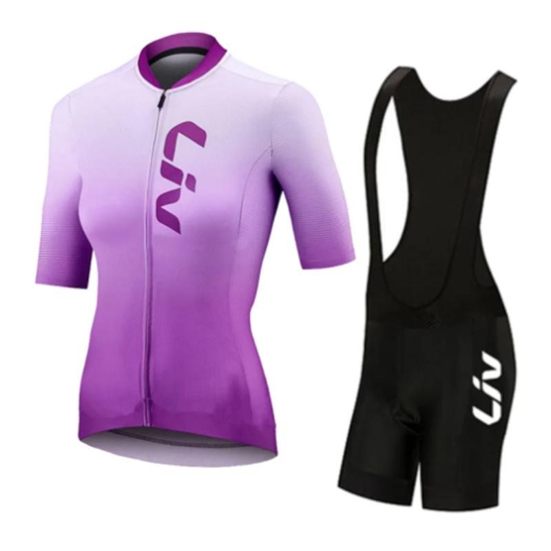 Liv-女性用サイクリングジャージとよだれかけショーツ,半袖 - Mountain Biking Clothes のレビューと価格