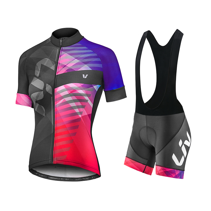 Liv-女性用サイクリングジャージとよだれかけショーツ,半袖 - Mountain Biking Clothes のレビューと価格